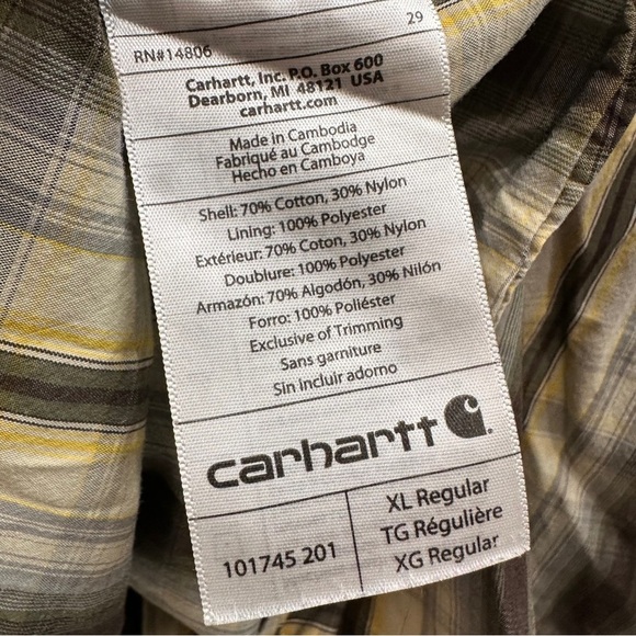 Carhartt Mens Shirt Size XL Button up Multicolor  Force Mandan Plaid Relaxed Fit - Picture 5 of 6